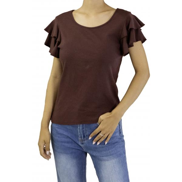 T shirt con volant tinta unita 